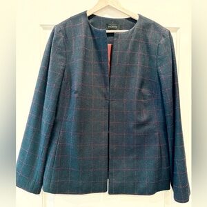 Talbots wool pants suit size 14.  Navy with red check